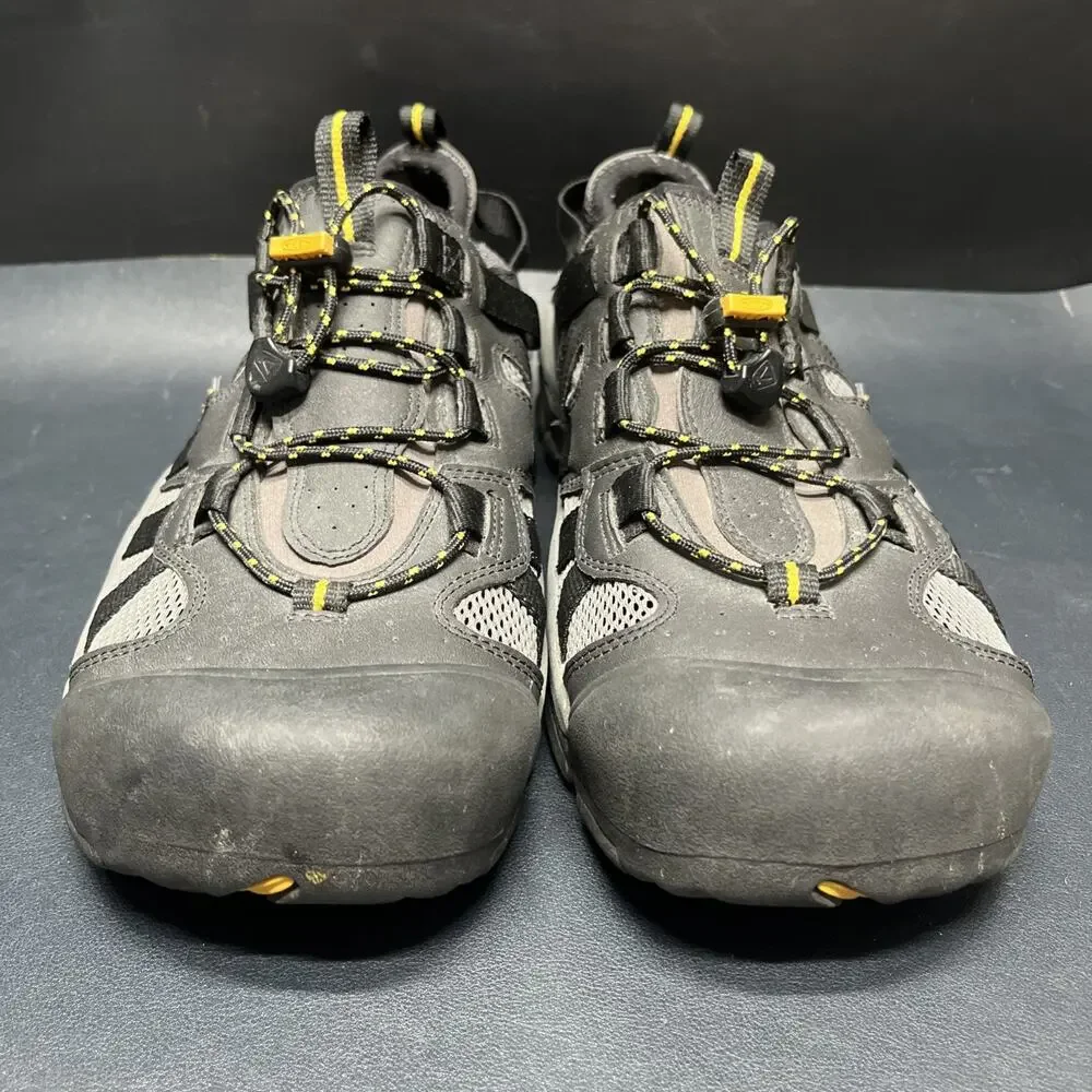 KEEN Turia Water Shoes Mens 14 Black Gray Mesh Bungee Closed Toe Sandals